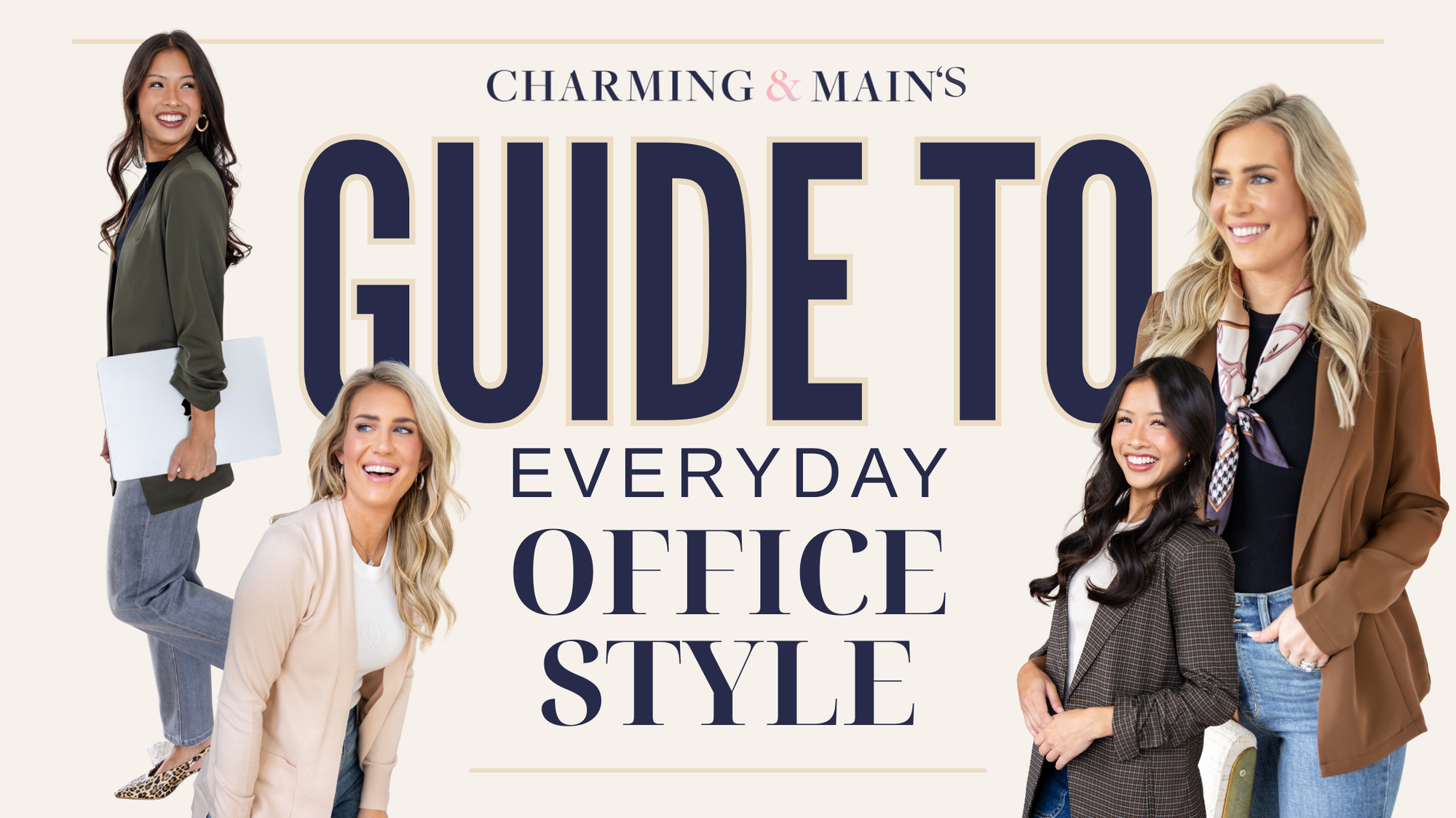Guide to Everyday Office Style Blog Title Card featuring models in office attire