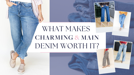 What Makes Charming & Main Denim Worth It cover page, models wearing different denim styles