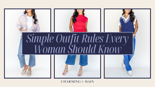 Simple Outfit Rules Every Woman Should Know -  blog post title cover showing three of our female models