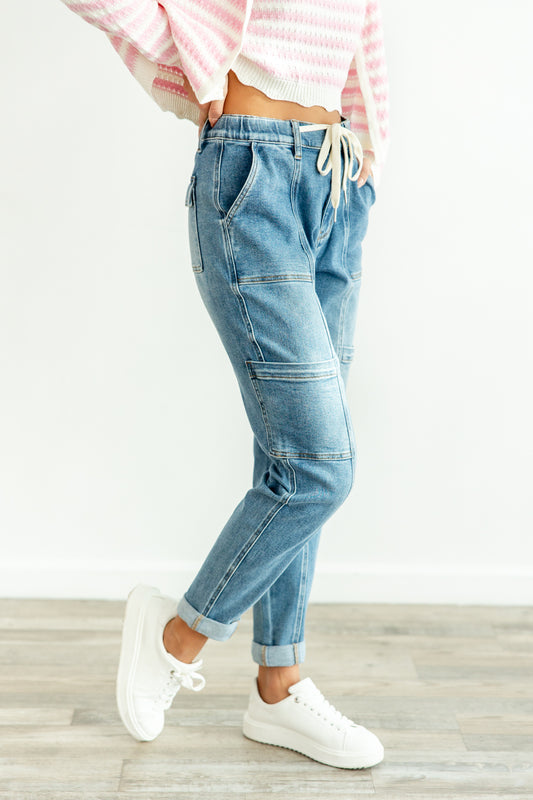 Off-Duty Blues Judy Blue Cargo Jogger Jeans