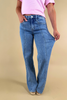 Clean Slate Vertical Seam Detail Wide Leg Jeans