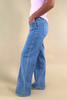 Clean Slate Vertical Seam Detail Wide Leg Jeans