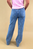 Clean Slate Vertical Seam Detail Wide Leg Jeans
