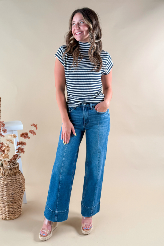 Risk It All Front Seam Trouser Hem Jeans