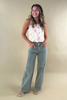 Olive Obsession Wide Leg Seam Detail Jeans in Faded Olive