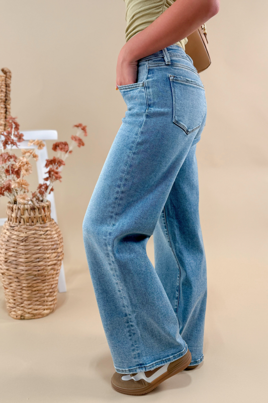 Play It Cute Low Rise Wide Leg Jeans