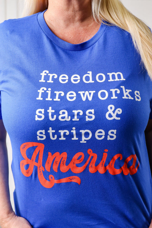 Freedom, Fireworks, Stars & Stripes Graphic Tee