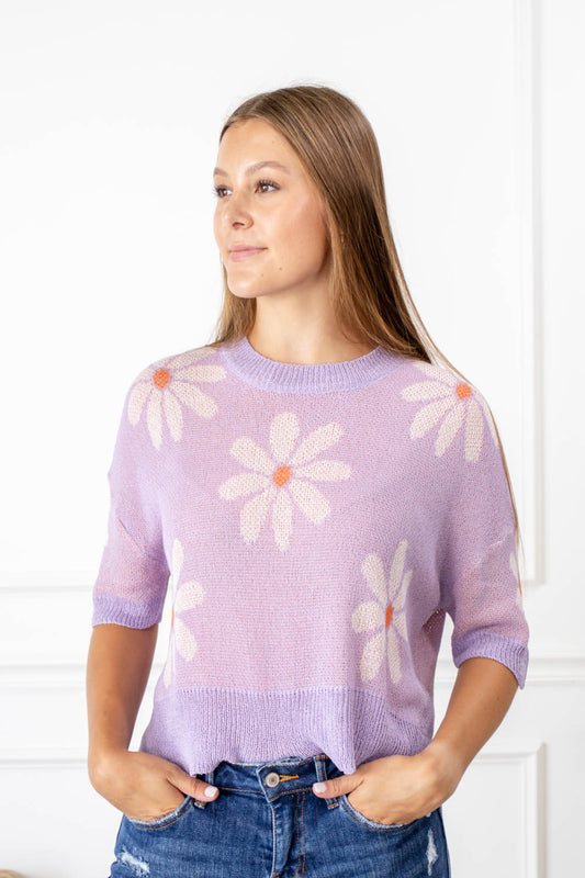 Flower Shower Crop Sweater Top
