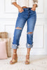 Hard to Handle Relaxed Fit Cuffed Jeans