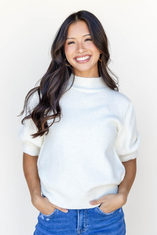 Always Lovely Puff Sleeve Knit Top