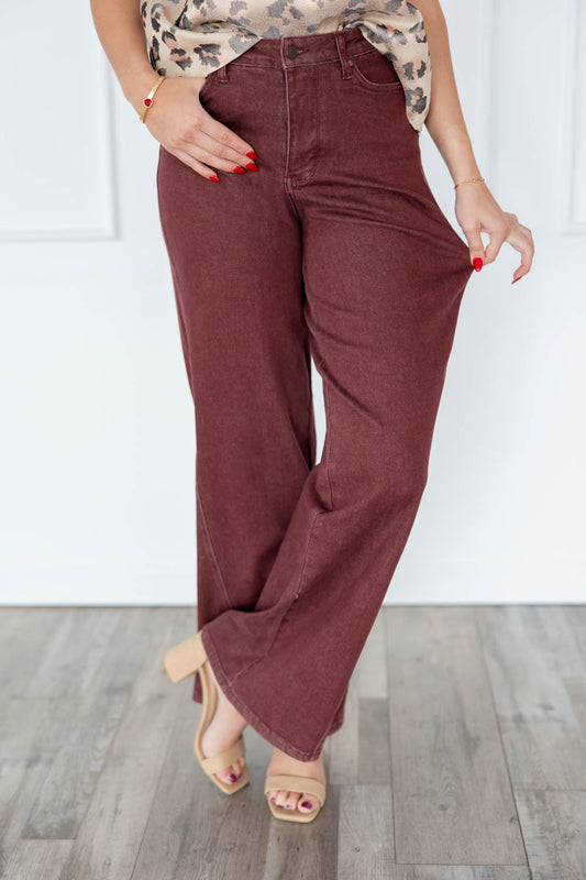 Merlot Muse Wide Leg Jeans