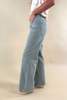 Olive Obsession Wide Leg Seam Detail Jeans in Faded Olive