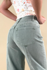 Olive Obsession Wide Leg Seam Detail Jeans in Faded Olive