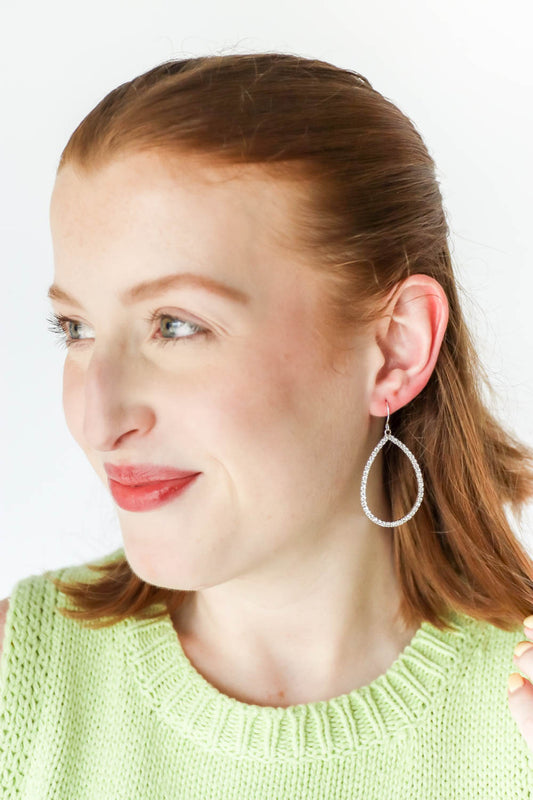 Shimmering Waterfall Teardrop Hoop Earrings