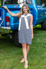 Preppy Princess Navy Striped Sleeveless Mini Dress