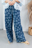 Grow Forward Floral Print Dark Wash Denim Pants