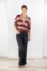 Good Mood Striped V-Neck Rugby Sweater