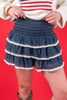 Feminine Flounce Lace Trim Tiered Skort