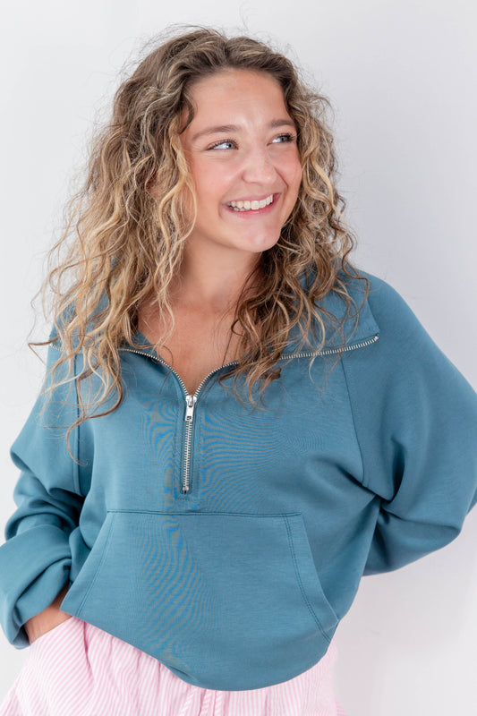 Chill Days Half Zip Plush Sweatshirt