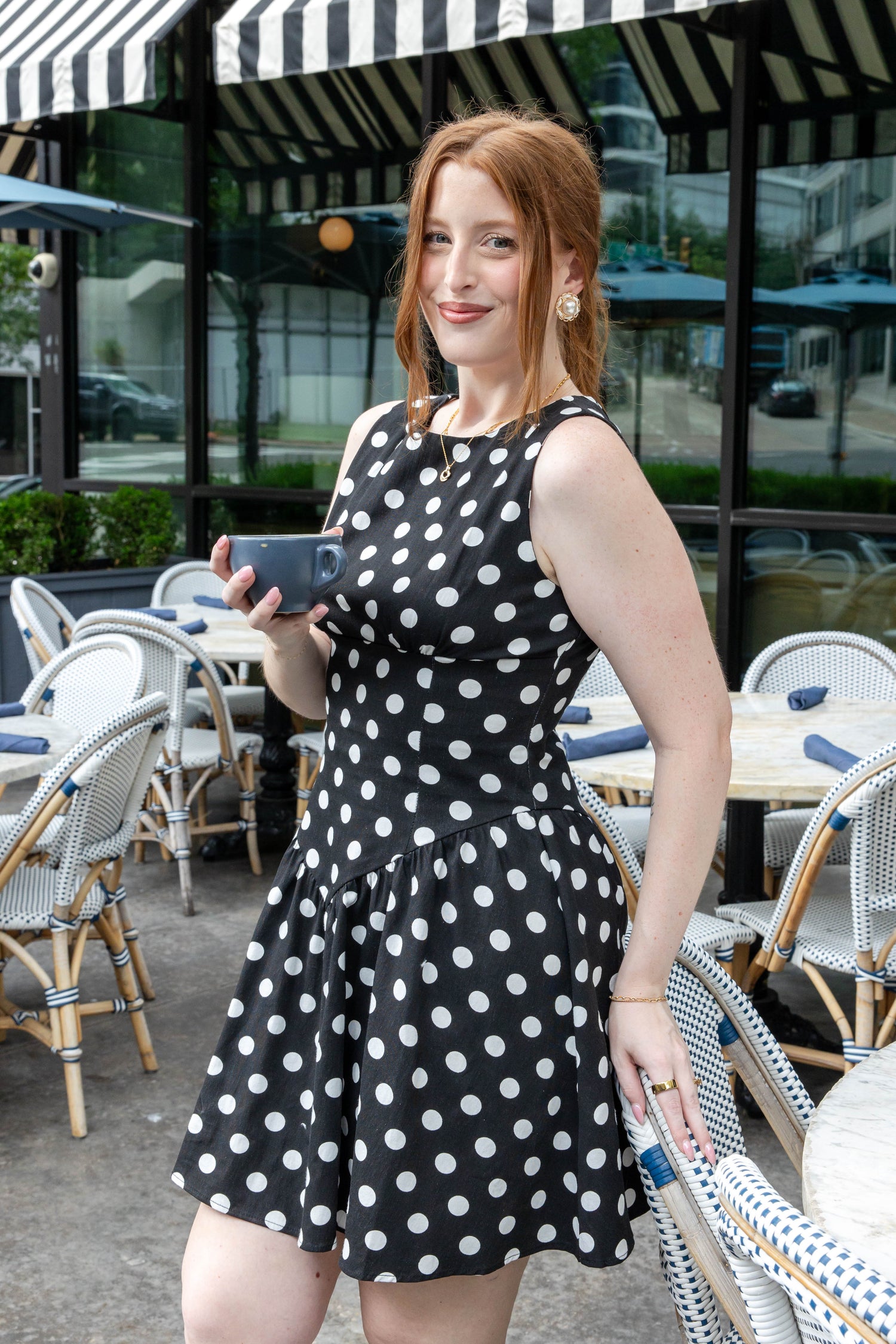 Midnight Confetti Black Polka Dot A-Line Sleeveless Dress S / Black