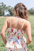 Floral Edge Sleeveless Floral Eyelet Cotton Peplum Top