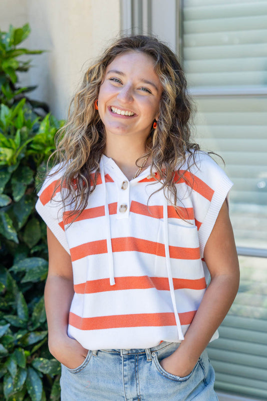 Vivid Vibes Striped Short Sleeve Hoodie