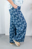 Grow Forward Floral Print Dark Wash Denim Pants