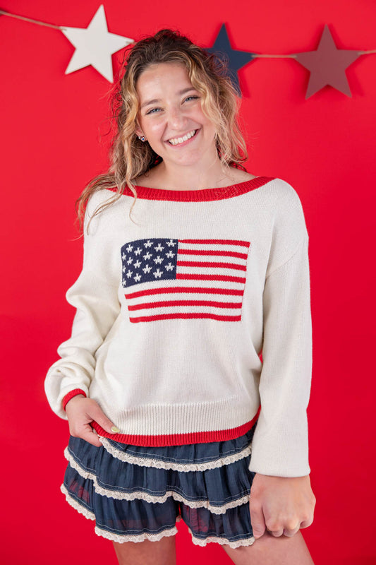 Red, White & True Sweater