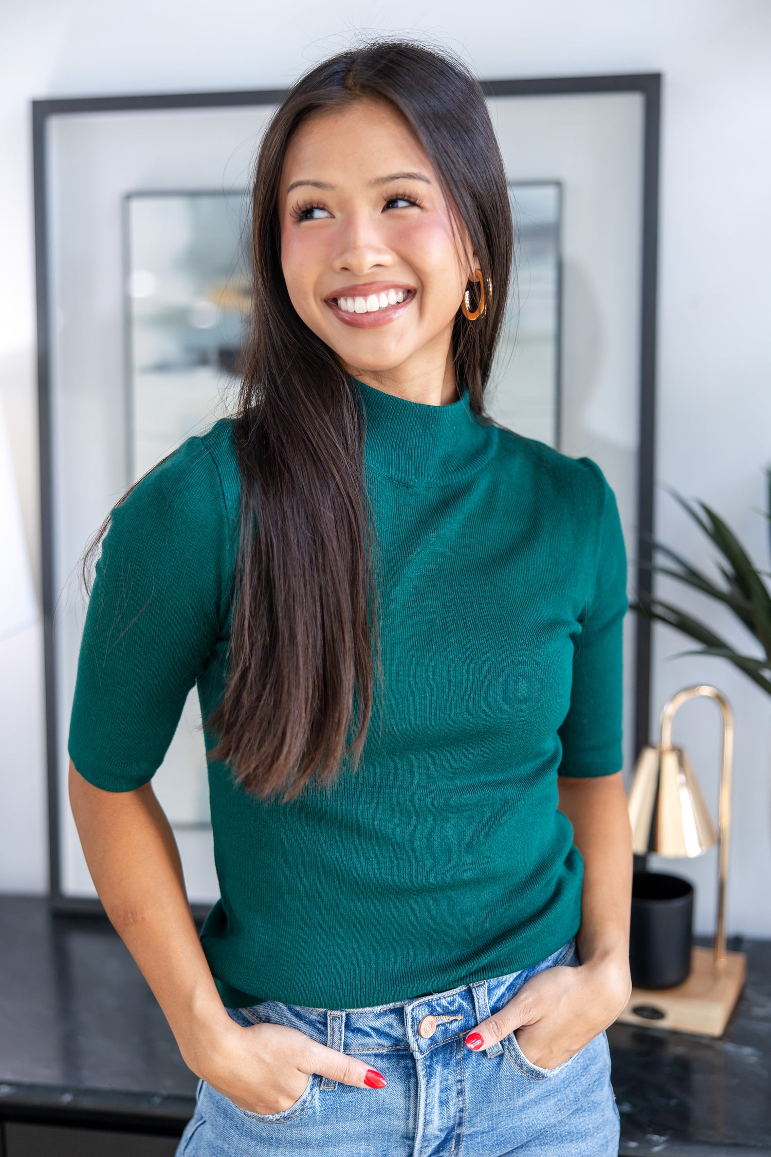 Timeless Touch Short Sleeve Mock Neck Sweater – Charming Main