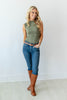 Wrapped In Ease Ruched Mock Neck Sleeveless Top