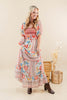 Flirt Alert Puff Sleeve Multi Floral Maxi Dress