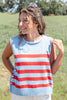 Tidal Twirl Striped Sleeveless Cotton Knit Tank
