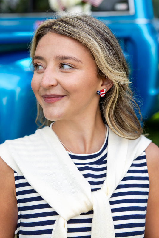 Made with Love American Flag Heart Earrings