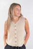 Essential Flow Sleeveless Button Front Sweater