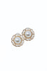 Pearl Fantasy Round Floral Frame Stud Earrings