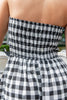 Checkmate Babe Black & White Gingham Strapless Midi Dress