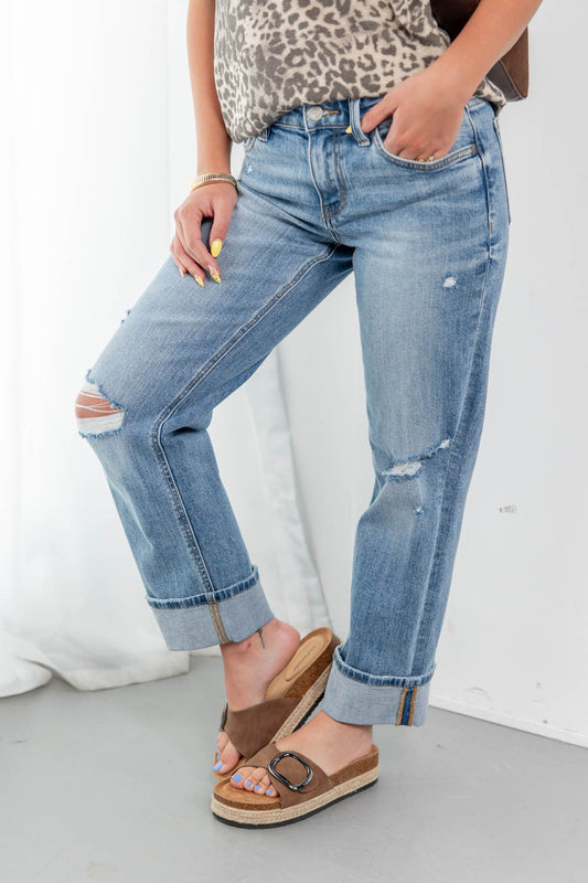 Icon Behavior Distressed Straight Leg Jeans