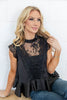Love in Lace Satin & Lace Peplum A-Line Blouse