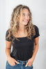 Sleek Silhouette Square Neck Cap Sleeve Top