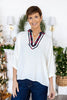 Holly Days Ahead Plaid Trim Dolman Sleeve Top
