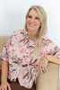 Market Days Pink Watercolor Floral Button Down Blouse