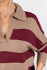 Good Mood Striped V-Neck Rugby Sweater