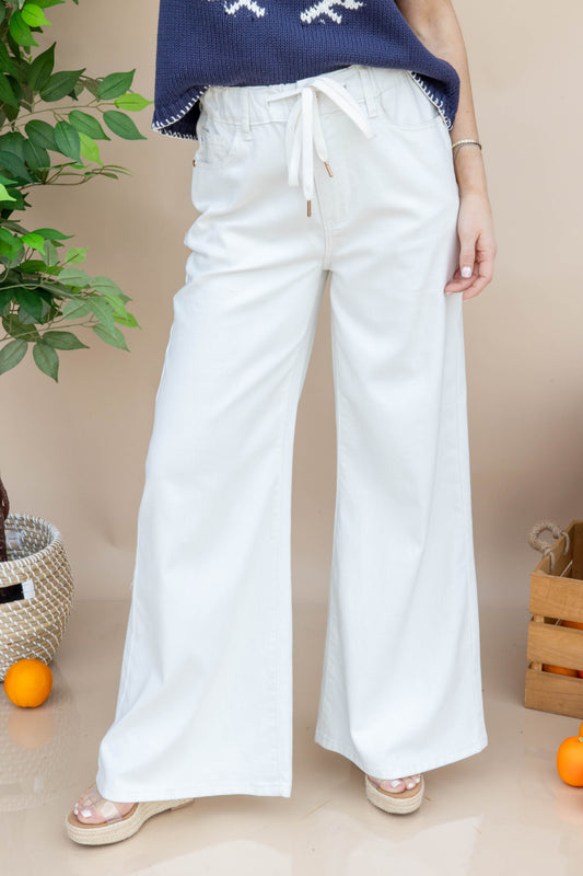 Little White Lies Relaxed Wide Leg White Jeans