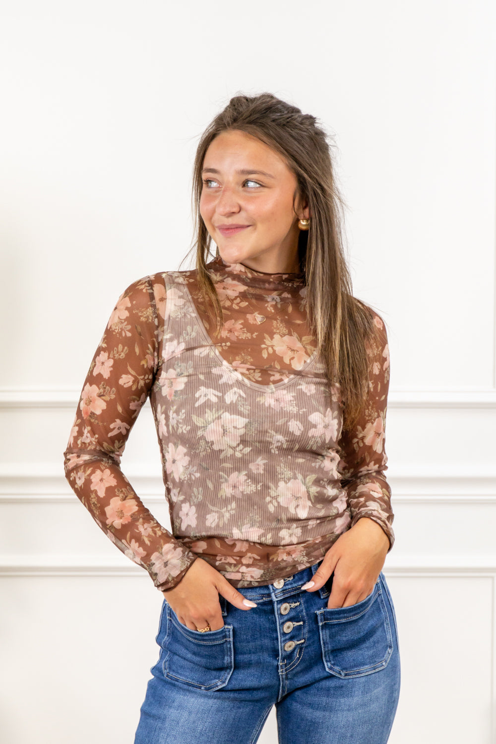 sheer roll neck top