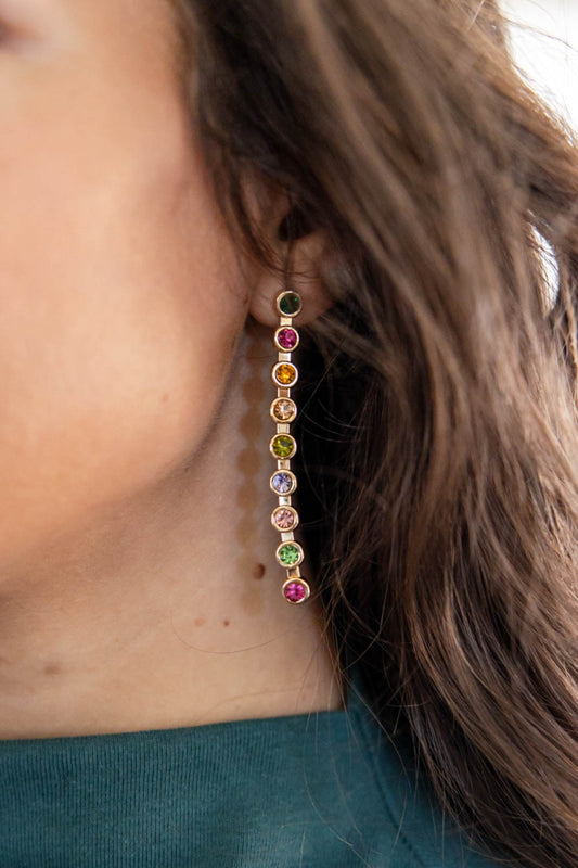 Kaleidoscope Kiss Colored Gemstone Drop Earrings