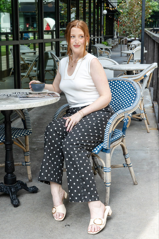 Dotty Darling Polka Dot Wide Leg Ankle Length Pants