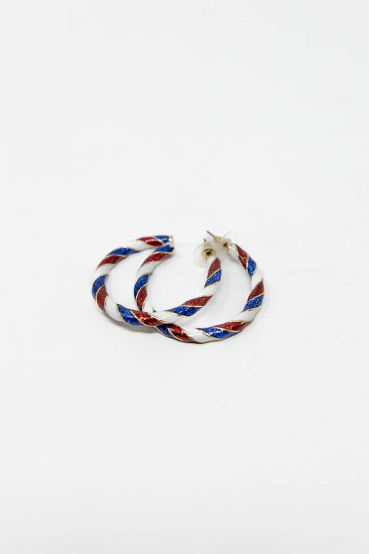 Born to Sparkle Red White & Blue Glitter Hoop Earrings