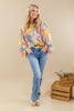 Floral Flashback Retro Floral Balloon Sleeve Blouse