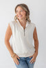 Cloud Nine Half Zip Collared Sleeveless Top