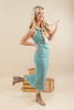 Curve Appeal Horizontal Stripe Sleeveless Fitted Midi Dress